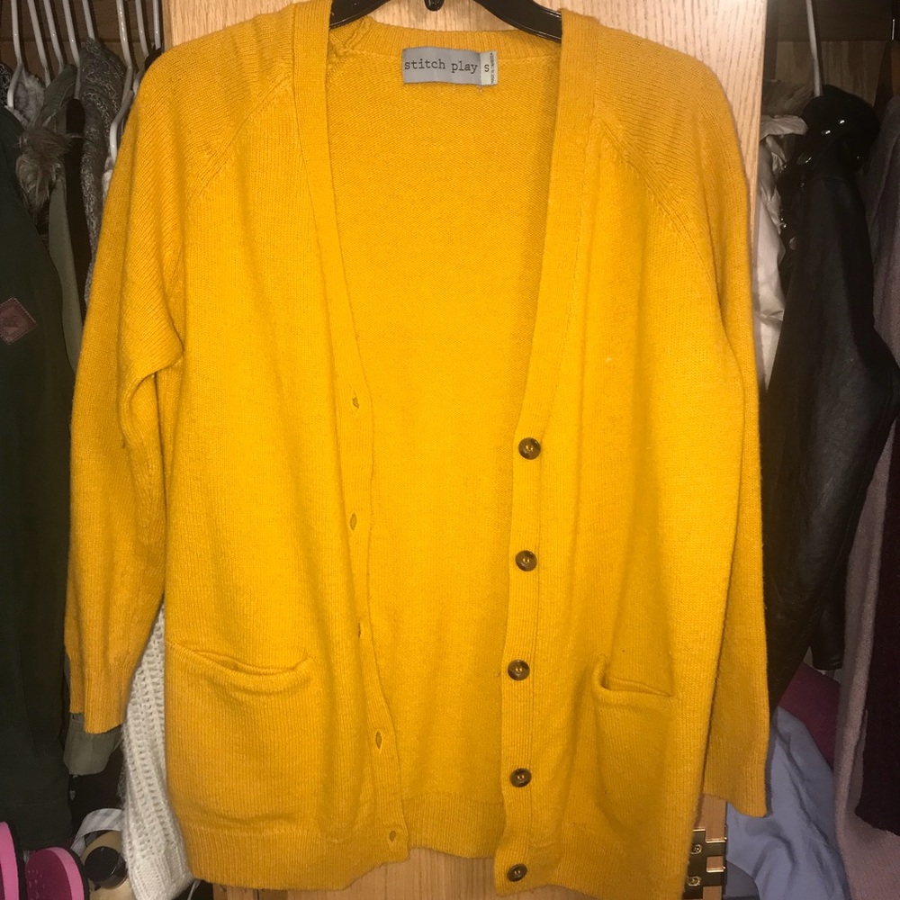 mustard yellow cardigan
